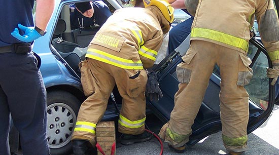 Car accident with injuries and emergency services